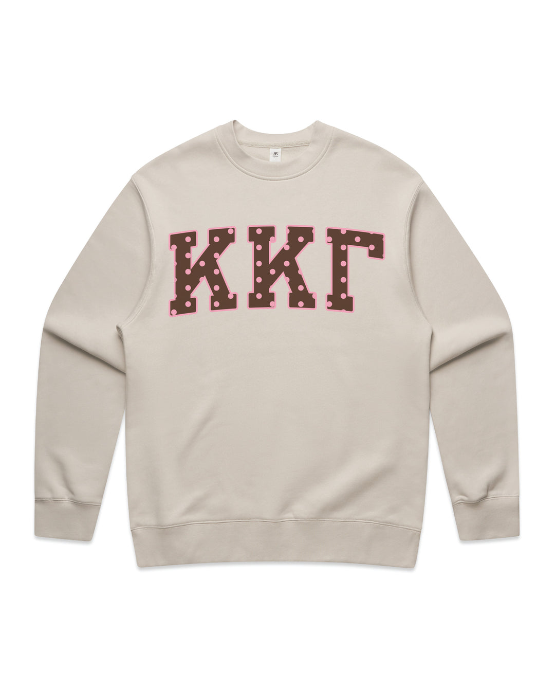 Kappa Kappa Gamma Brown & Pink Polka Dot Heavy Weight Crewneck