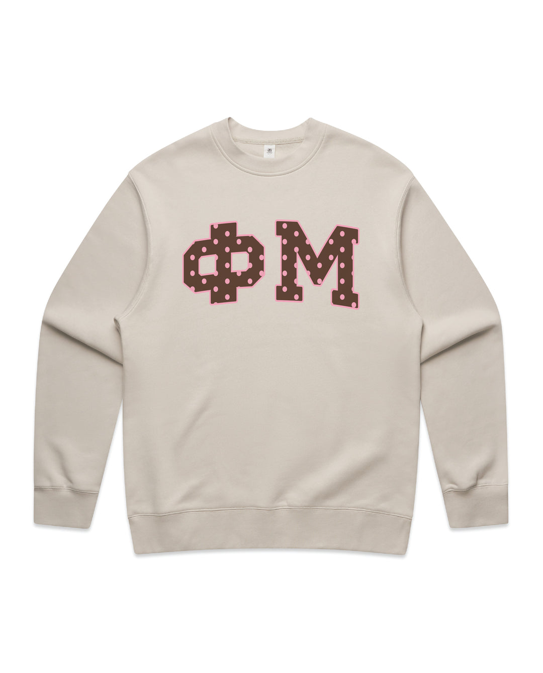 Phi Mu Brown & Pink Polka Dot Heavy Weight Crewneck
