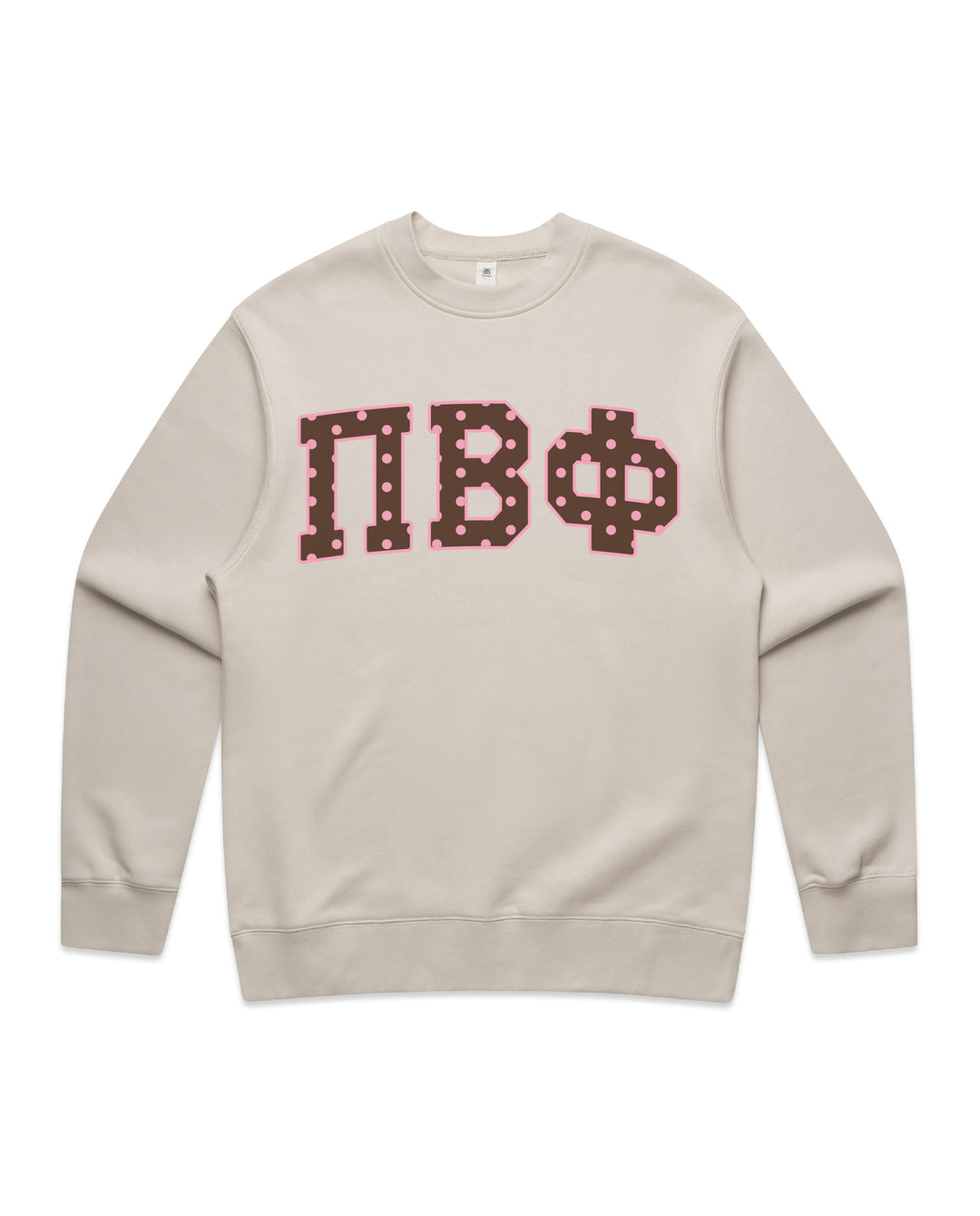 Pi Beta Phi Brown & Pink Polka Dot Heavy Weight Crewneck