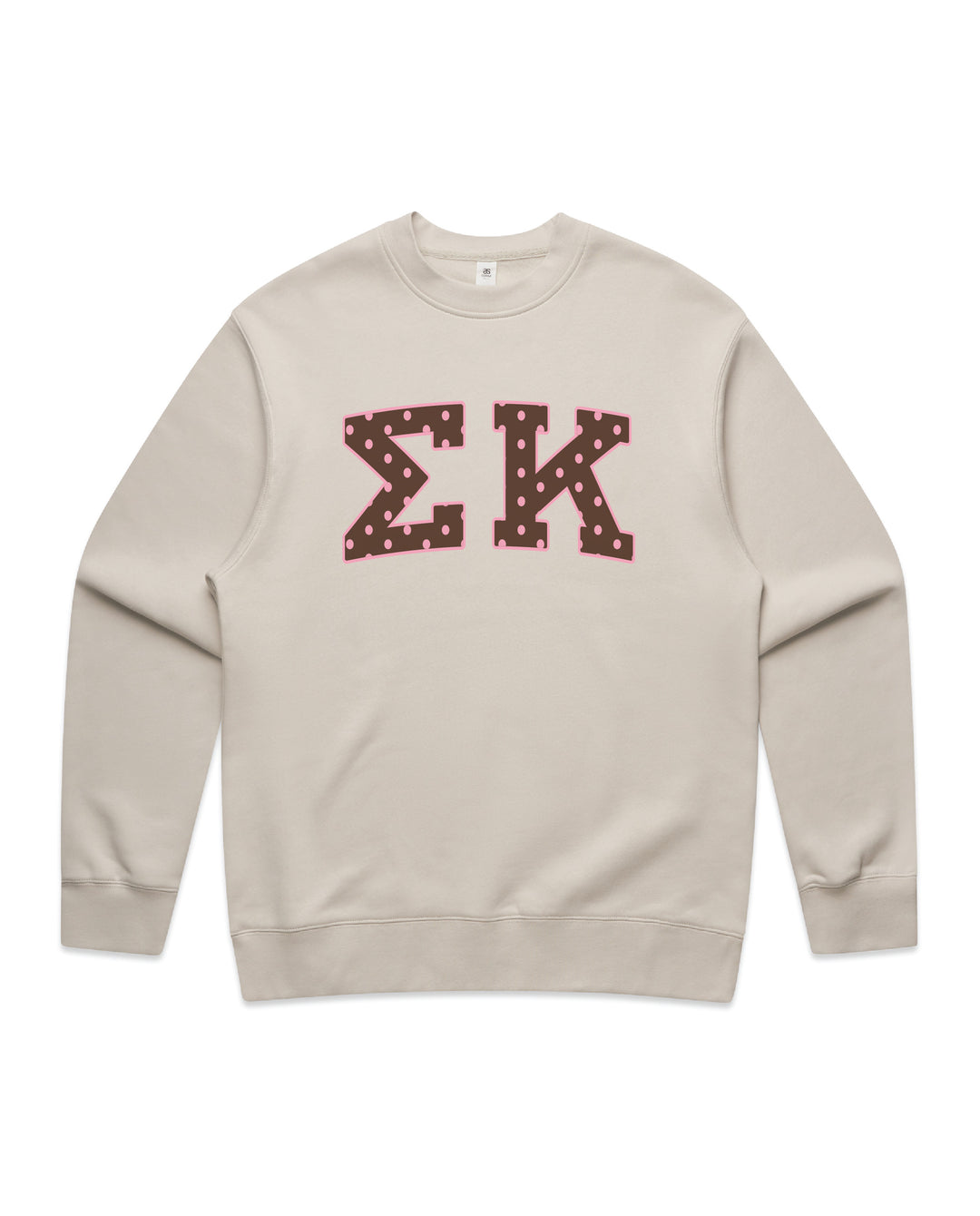 Sigma Kappa Brown & Pink Polka Dot Heavy Weight Crewneck