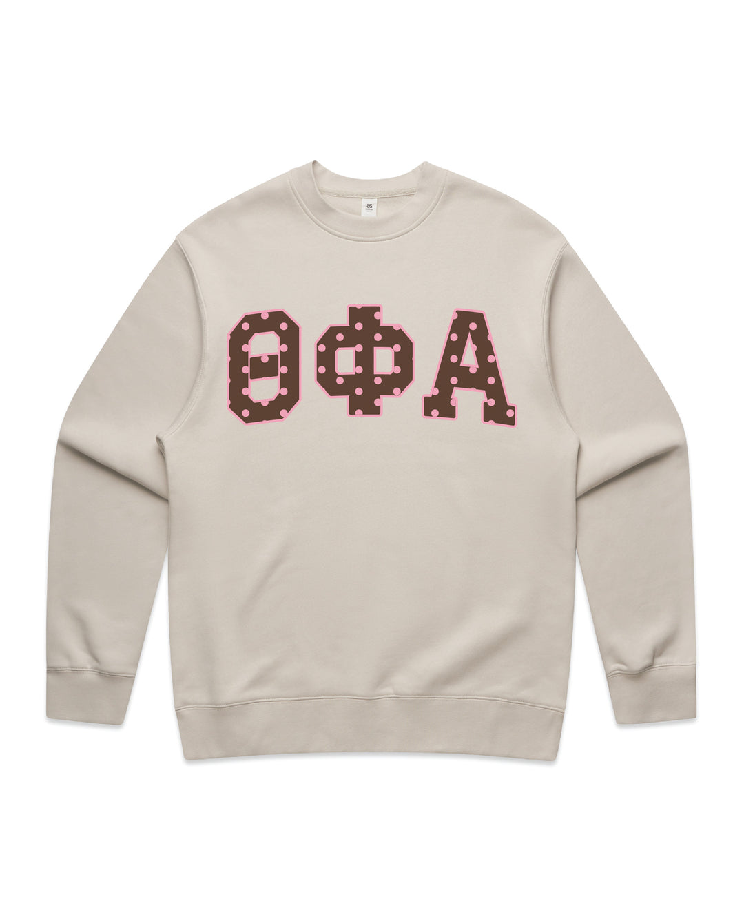 Theta Phi Alpha Brown & Pink Polka Dot Heavy Weight Crewneck