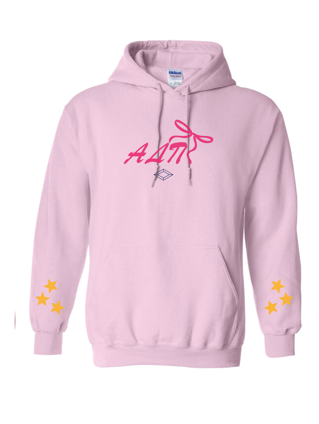 Alpha Delta Pi Light Pink Bows & Stars Hoodie