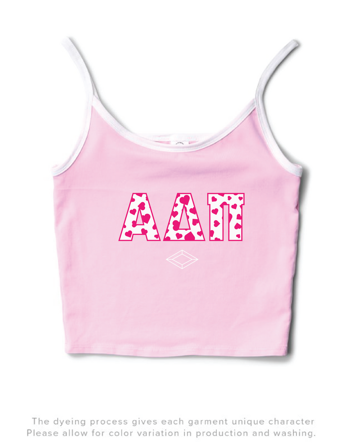 Bubblegum/White Heart Set Contrast Sorority Tank