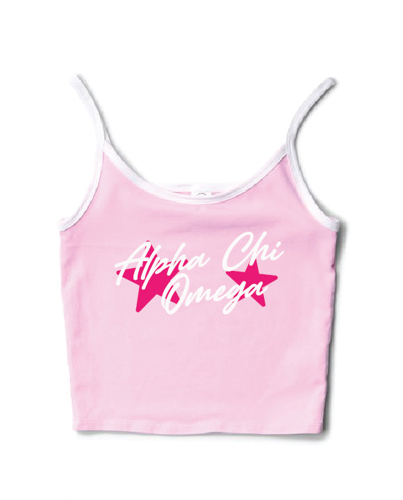 Hot Pink Star Bubblegum/White Contrast Sorority Tank