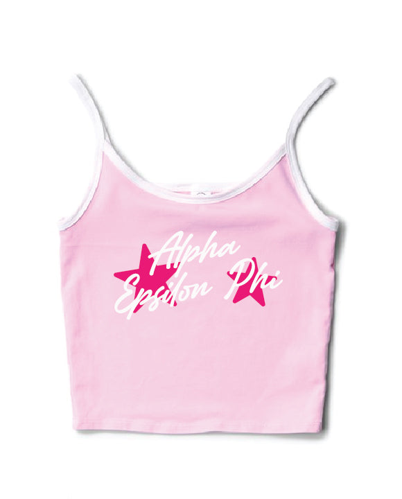 Hot Pink Star Bubblegum/White Contrast Sorority Tank