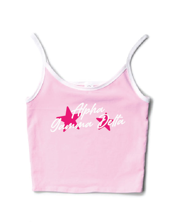 Hot Pink Star Bubblegum/White Contrast Sorority Tank