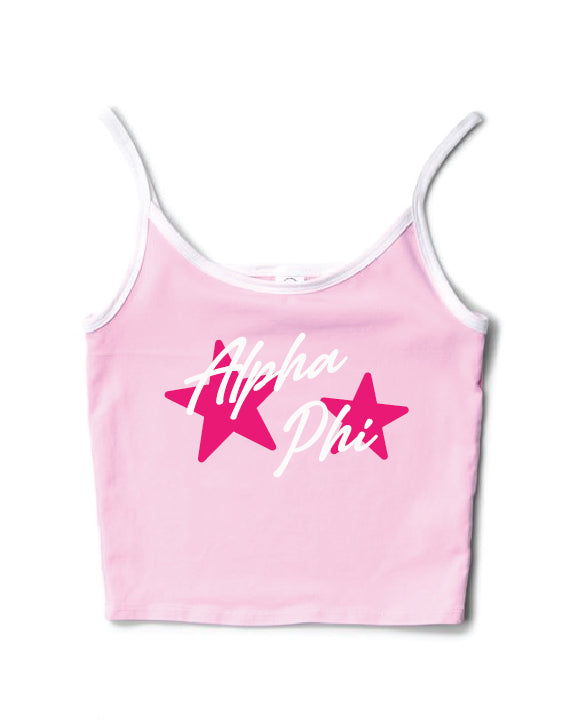 Hot Pink Star Bubblegum/White Contrast Sorority Tank