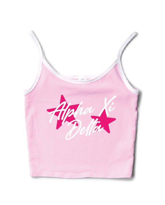 Hot Pink Star Bubblegum/White Contrast Sorority Tank