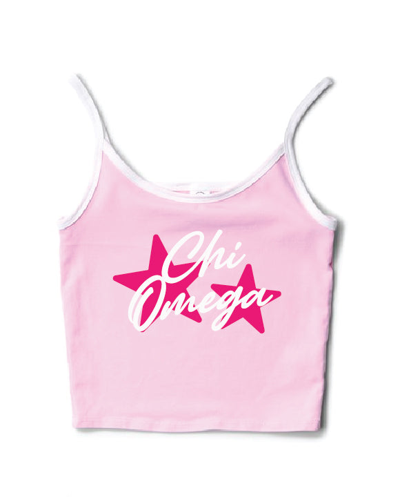 Hot Pink Star Bubblegum/White Contrast Sorority Tank