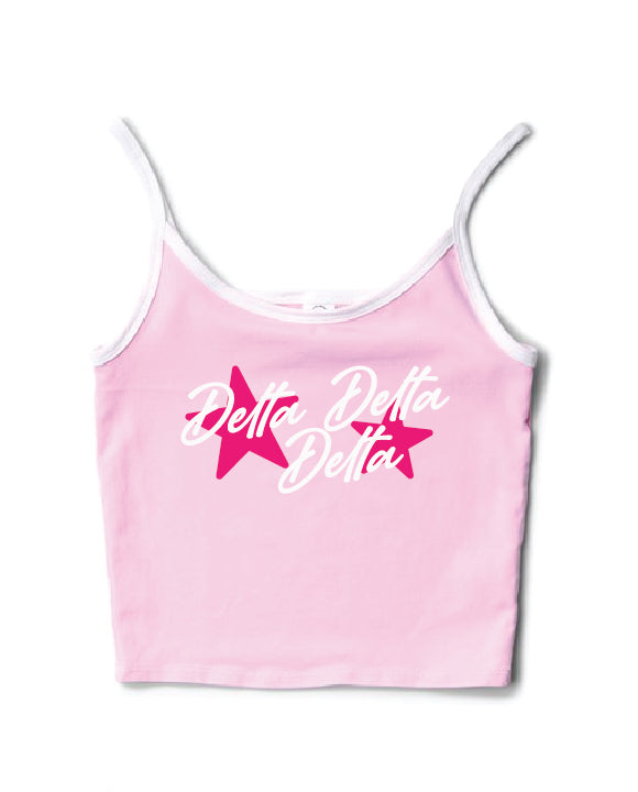 Hot Pink Star Bubblegum/White Contrast Sorority Tank