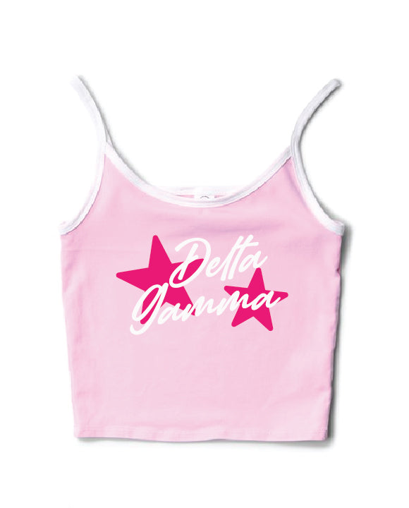 Hot Pink Star Bubblegum/White Contrast Sorority Tank