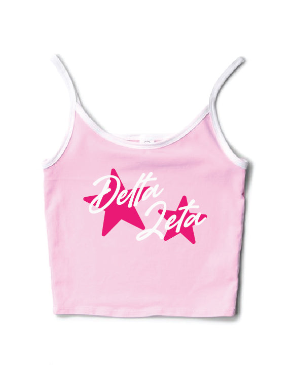 Hot Pink Star Bubblegum/White Contrast Sorority Tank