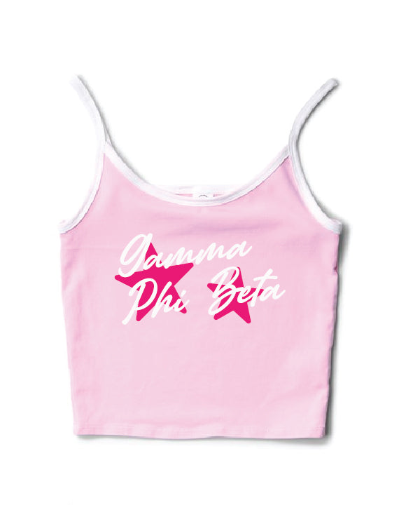 Hot Pink Star Bubblegum/White Contrast Sorority Tank