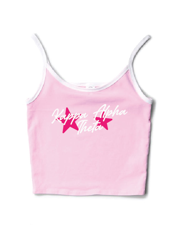 Hot Pink Star Bubblegum/White Contrast Sorority Tank