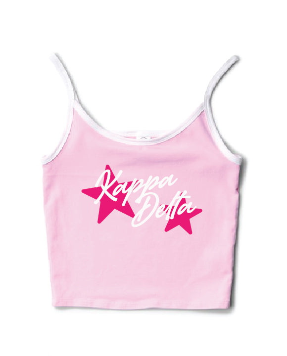 Hot Pink Star Bubblegum/White Contrast Sorority Tank