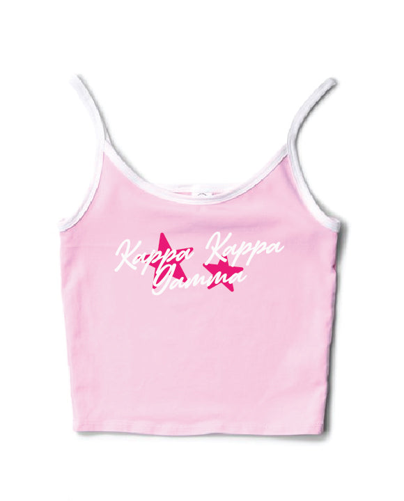 Hot Pink Star Bubblegum/White Contrast Sorority Tank