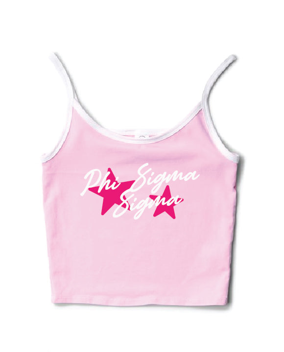 Hot Pink Star Bubblegum/White Contrast Sorority Tank
