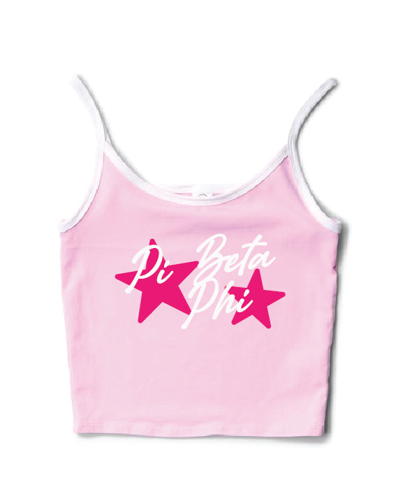 Hot Pink Star Bubblegum/White Contrast Sorority Tank