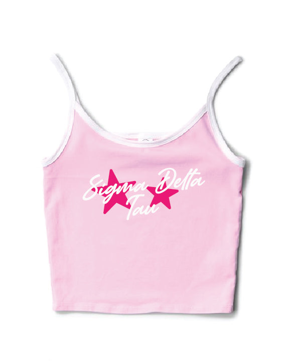 Hot Pink Star Bubblegum/White Contrast Sorority Tank