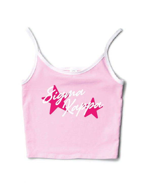 Hot Pink Star Bubblegum/White Contrast Sorority Tank