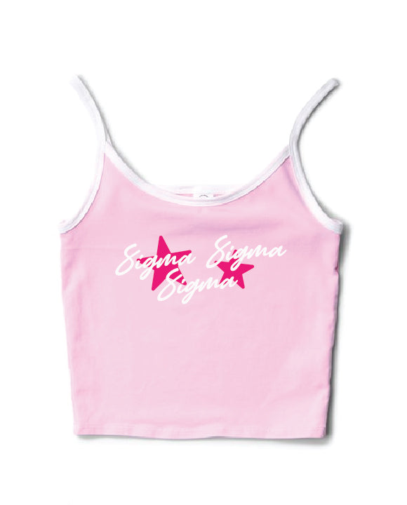 Hot Pink Star Bubblegum/White Contrast Sorority Tank