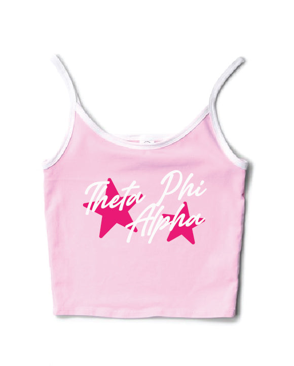 Hot Pink Star Bubblegum/White Contrast Sorority Tank