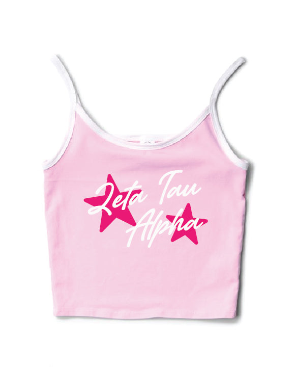 Hot Pink Star Bubblegum/White Contrast Sorority Tank