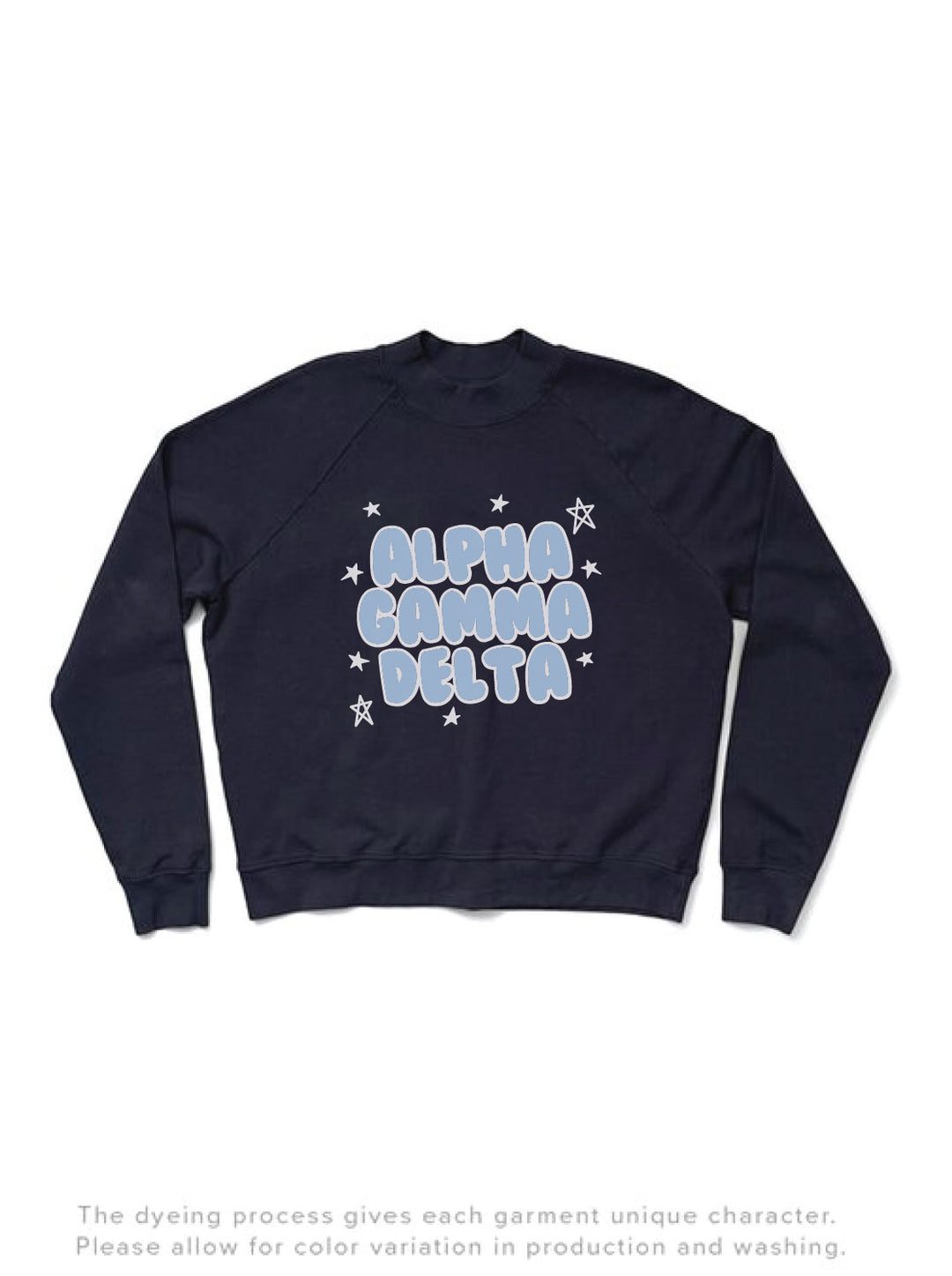 Midnight Sky Bubble Letters Mock Neck Sorority Light Weight Crewneck