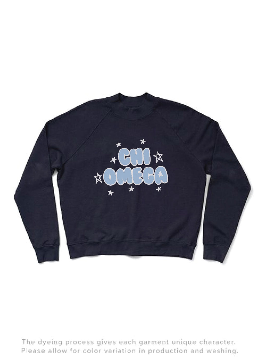 Midnight Sky Bubble Letters Mock Neck Sorority Light Weight Crewneck - 2XL