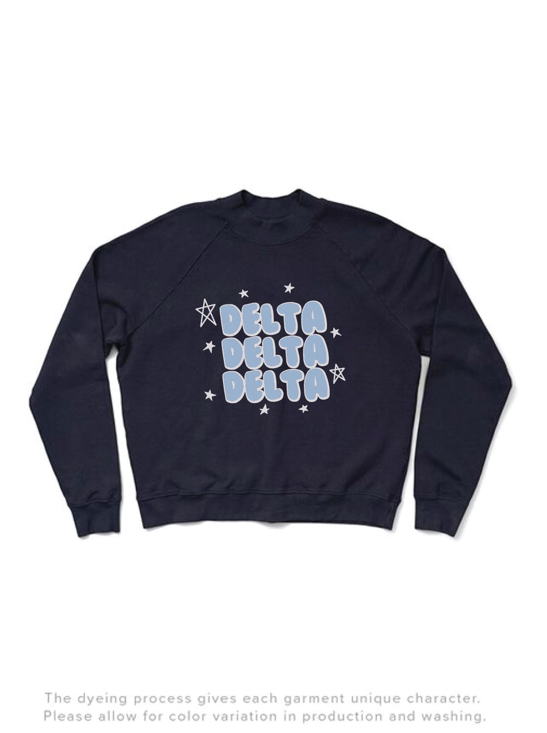 Midnight Sky Bubble Letters Mock Neck Sorority Light Weight Crewneck