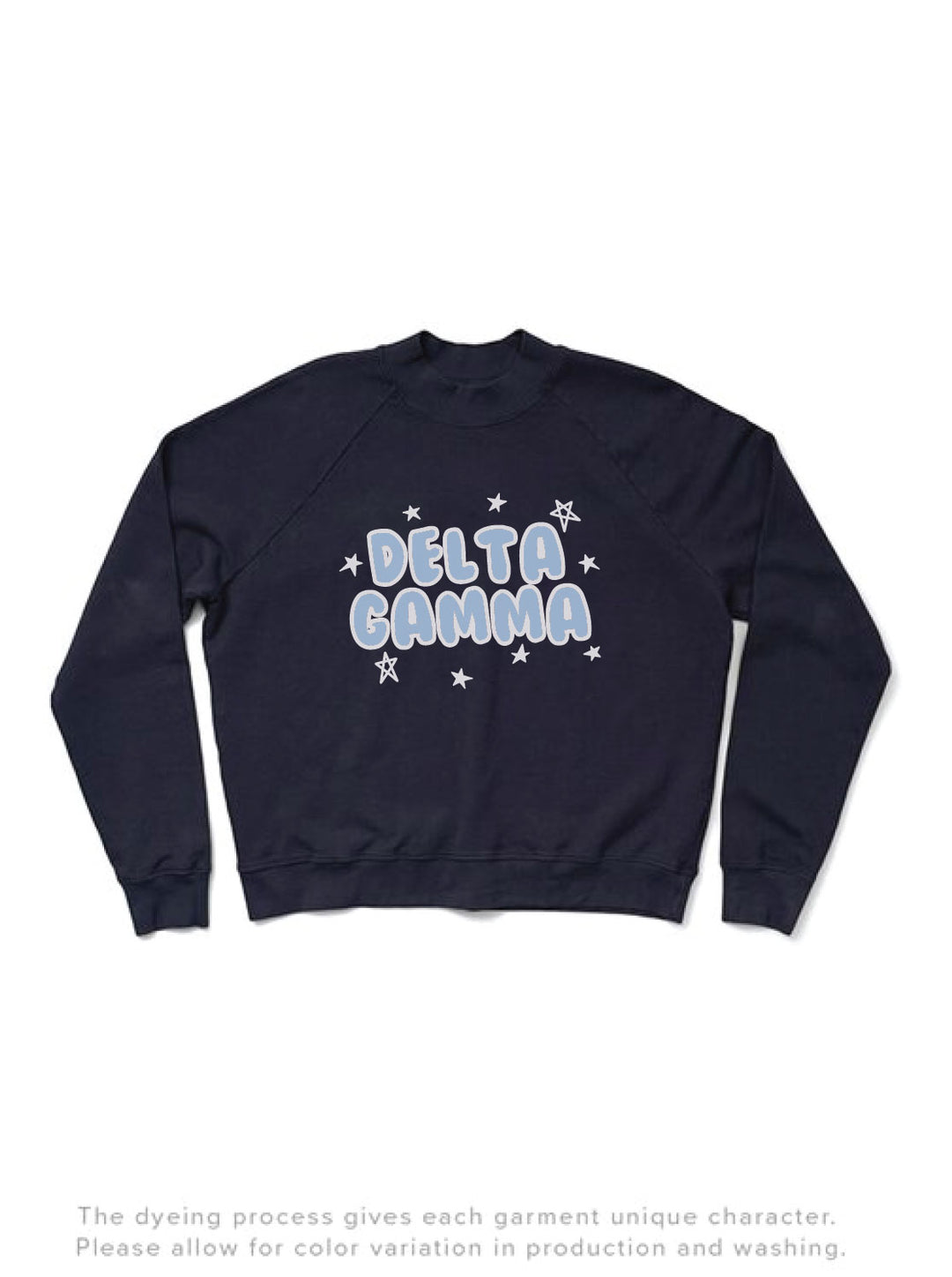 Midnight Sky Bubble Letters Mock Neck Sorority Light Weight Crewneck