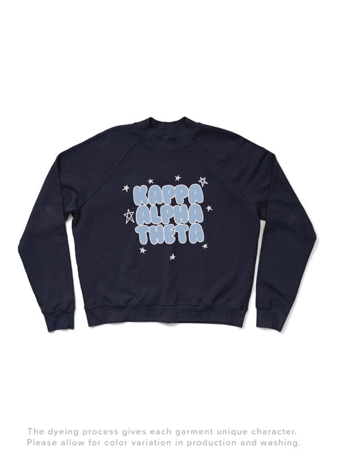 Midnight Sky Bubble Letters Mock Neck Sorority Light Weight Crewneck