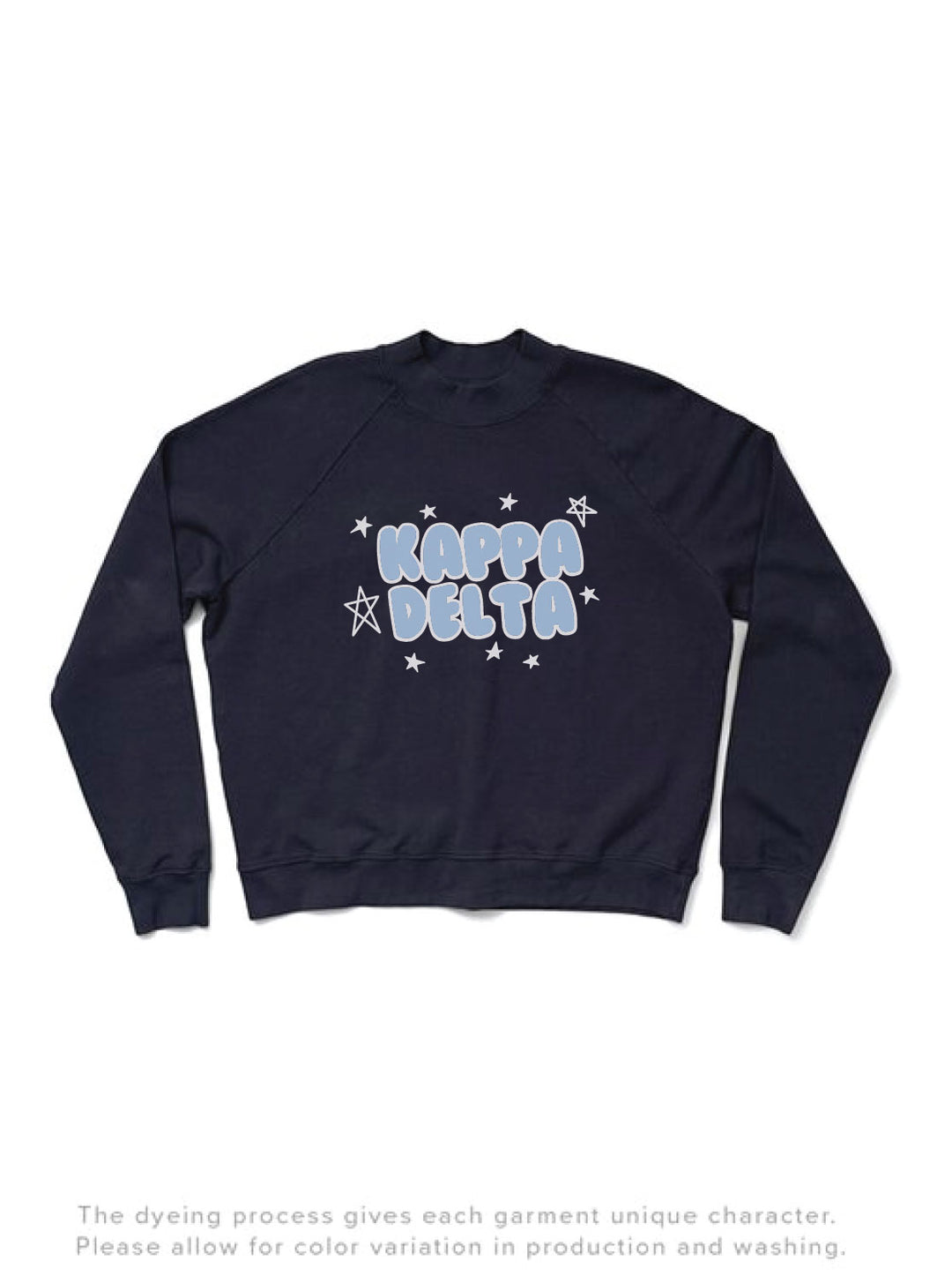 Midnight Sky Bubble Letters Mock Neck Sorority Light Weight Crewneck