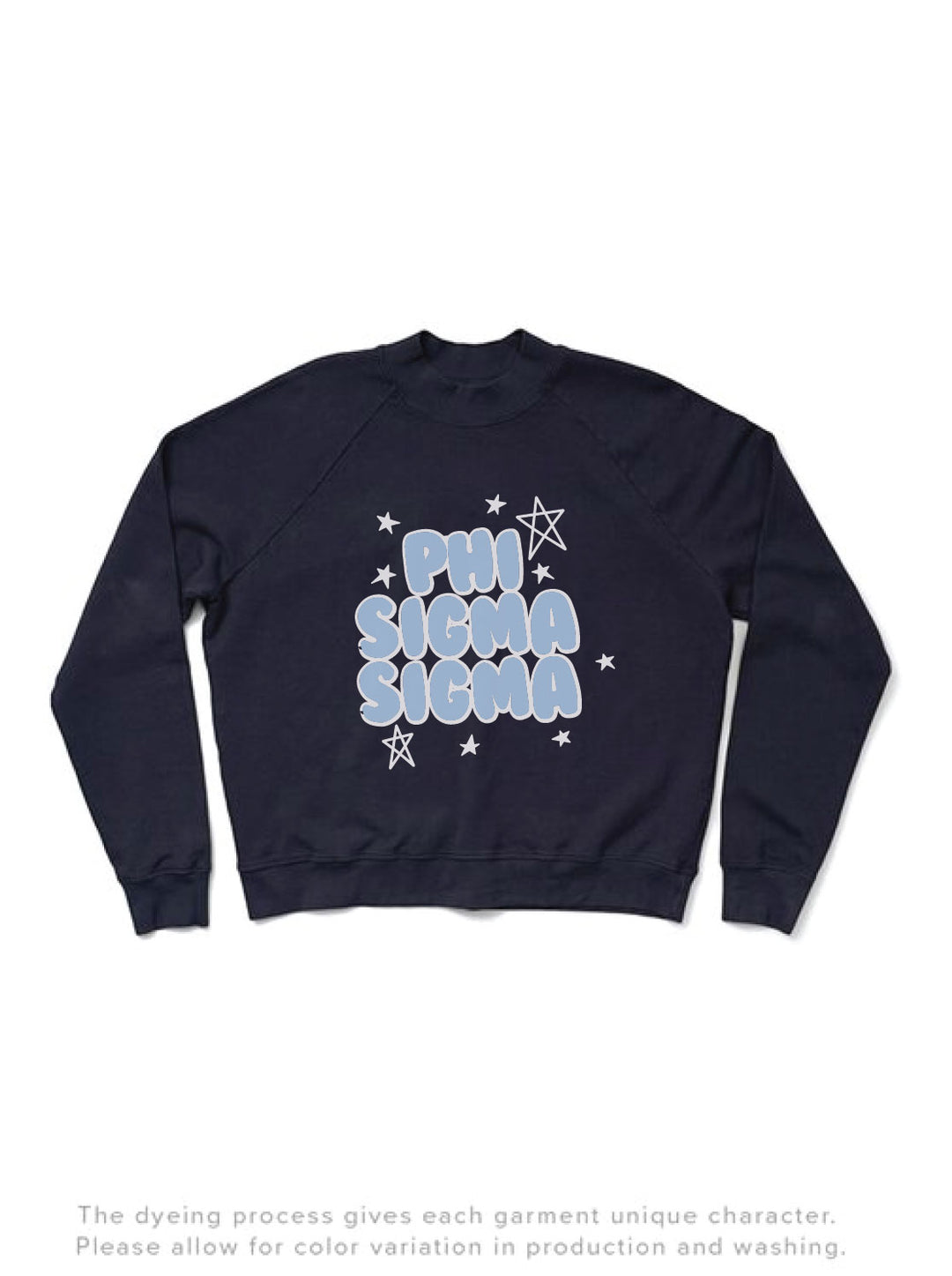 Midnight Sky Bubble Letters Mock Neck Sorority Light Weight Crewneck