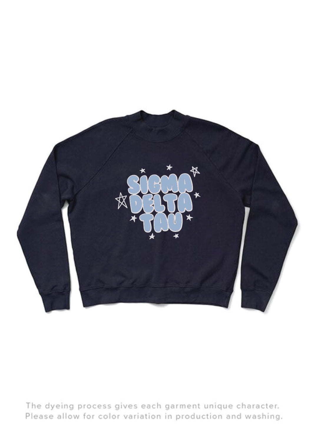 Midnight Sky Bubble Letters Mock Neck Sorority Light Weight Crewneck - 2XL