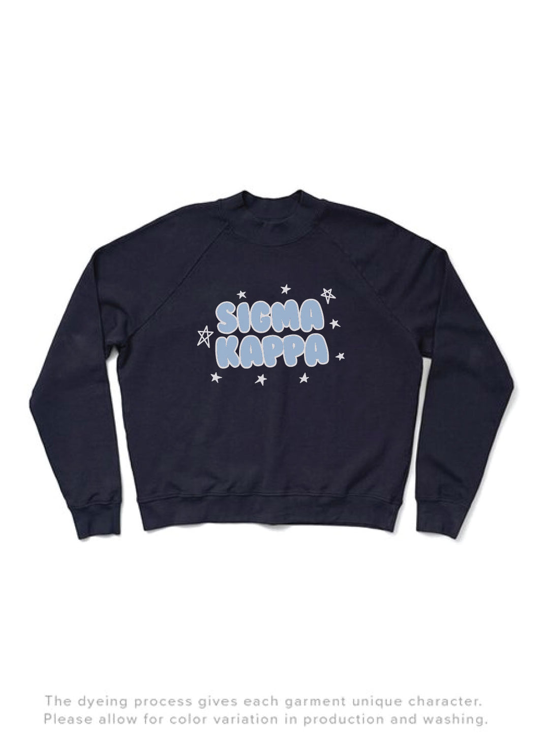 Midnight Sky Bubble Letters Mock Neck Sorority Light Weight Crewneck