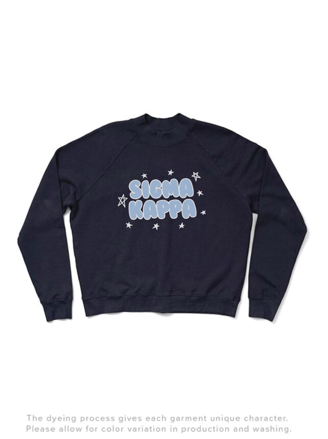 Midnight Sky Bubble Letters Mock Neck Sorority Light Weight Crewneck - 2XL