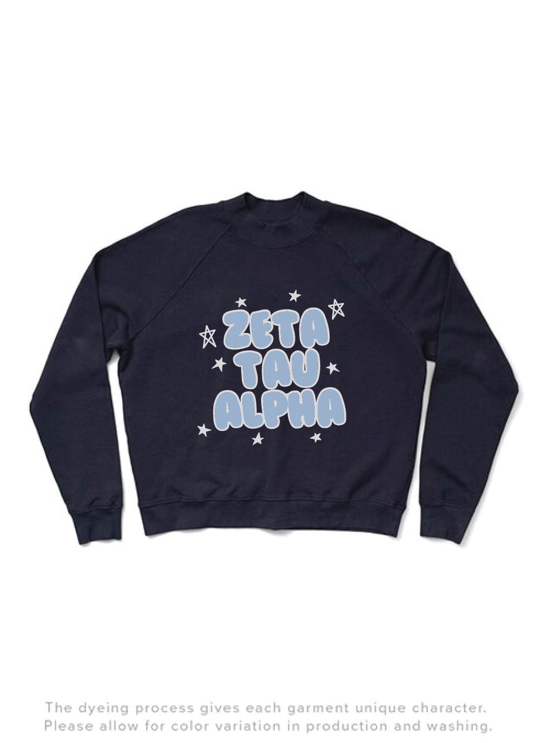 Midnight Sky Bubble Letters Mock Neck Sorority Light Weight Crewneck - 2XL