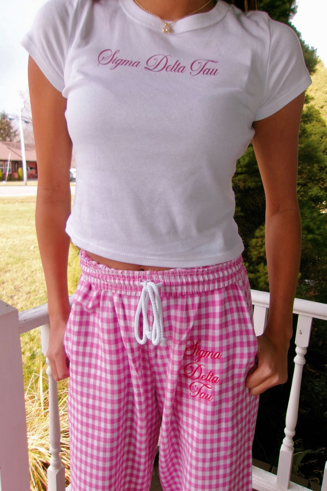 Embroidered Script Sorority Flannel Pajama Pant