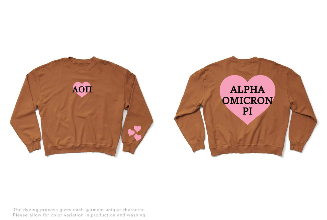 Caffeine Pink Heart Light Weight Sorority Crewneck