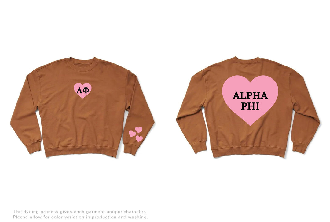 Caffeine Pink Heart Light Weight Sorority Crewneck