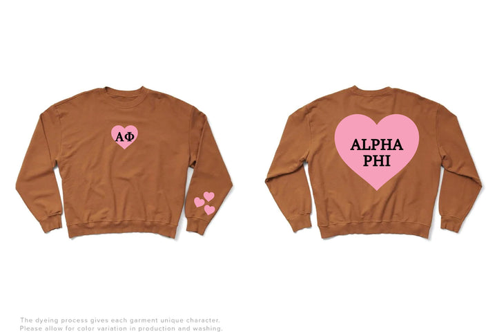 Caffeine Pink Heart Light Weight Sorority Crewneck