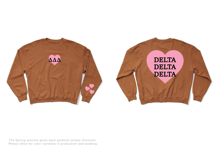 Caffeine Pink Heart Light Weight Sorority Crewneck