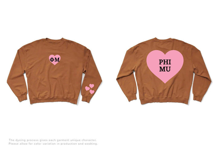 Caffeine Pink Heart Light Weight Sorority Crewneck