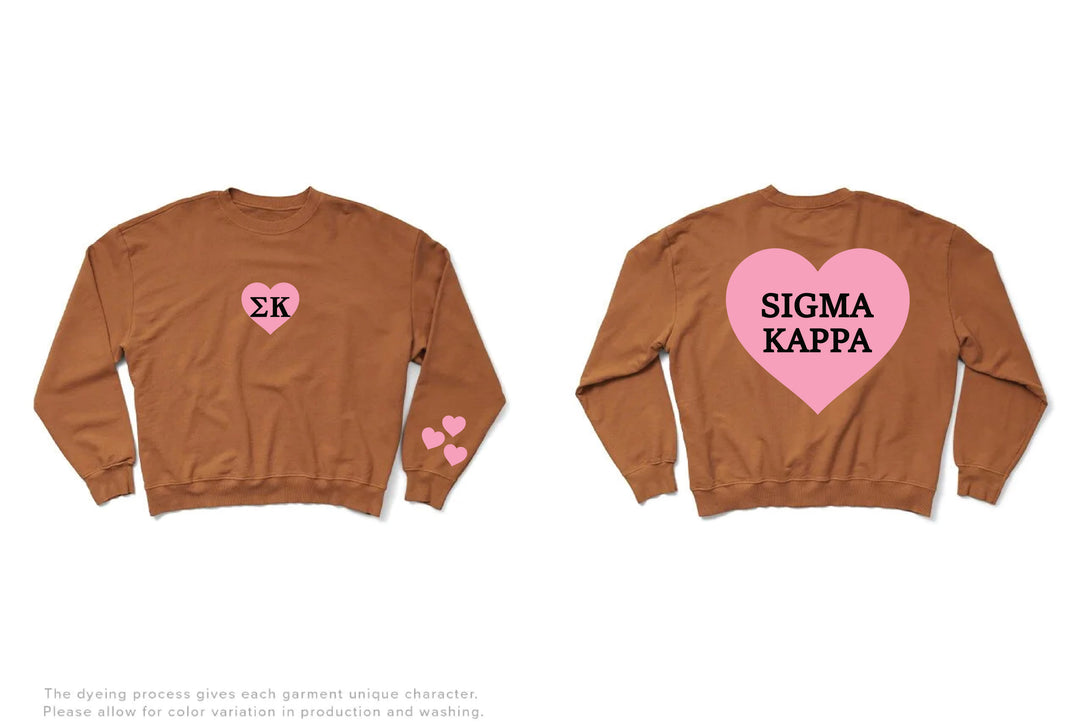Caffeine Pink Heart Light Weight Sorority Crewneck