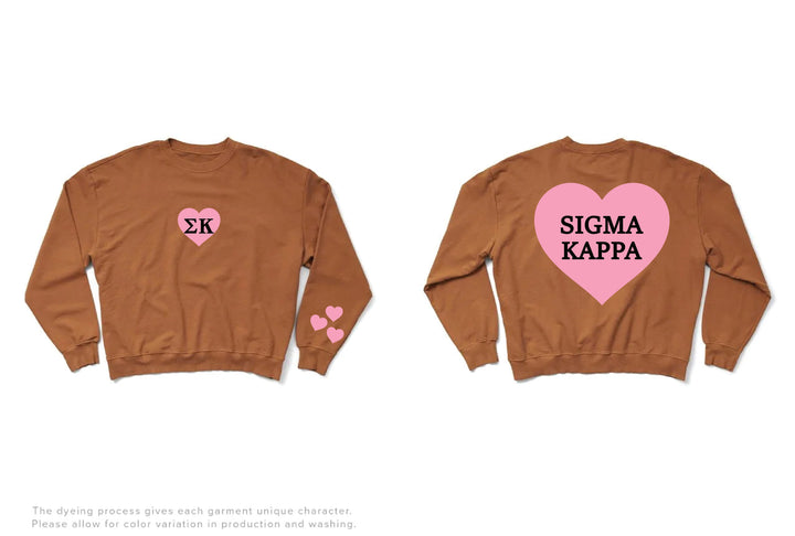 Caffeine Pink Heart Light Weight Sorority Crewneck