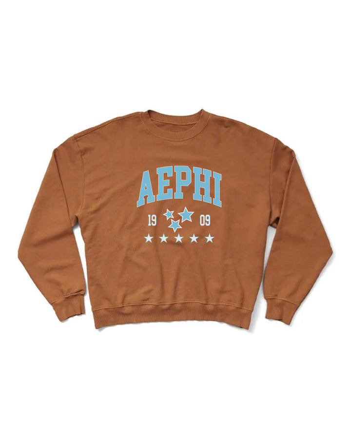 Caffeine Blue Star Light Weight Sorority Crewneck