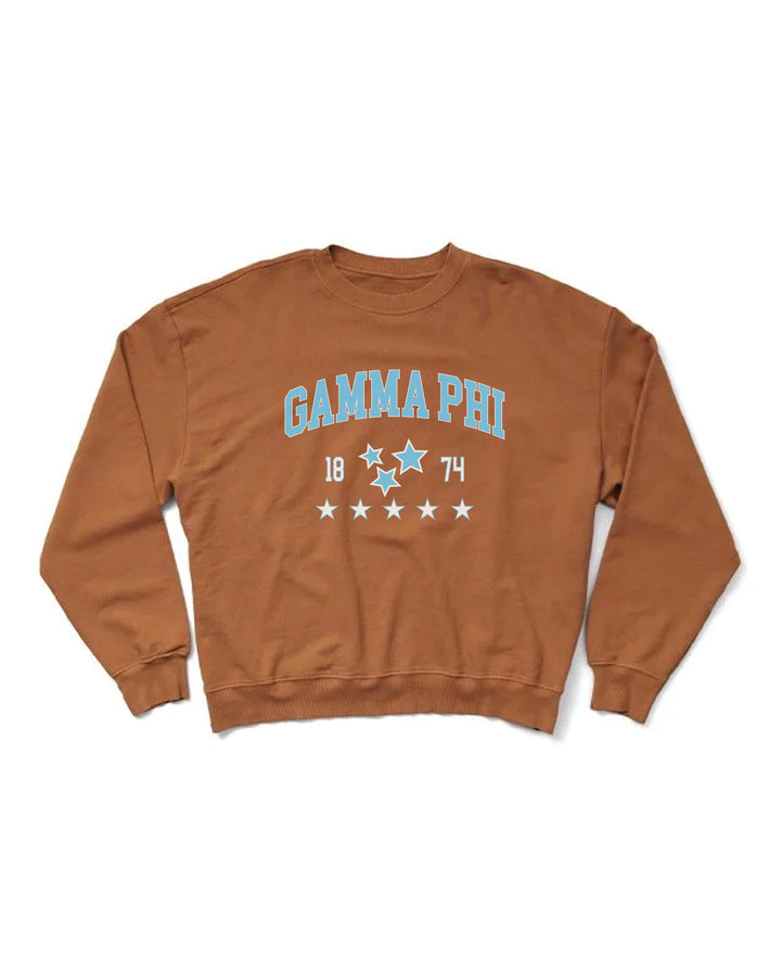 Caffeine Blue Star Light Weight Sorority Crewneck