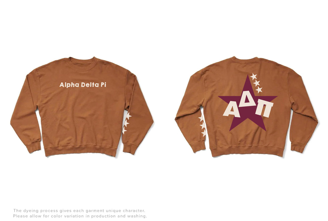 Caffeine Maroon Star Light Weight Sorority Crewneck
