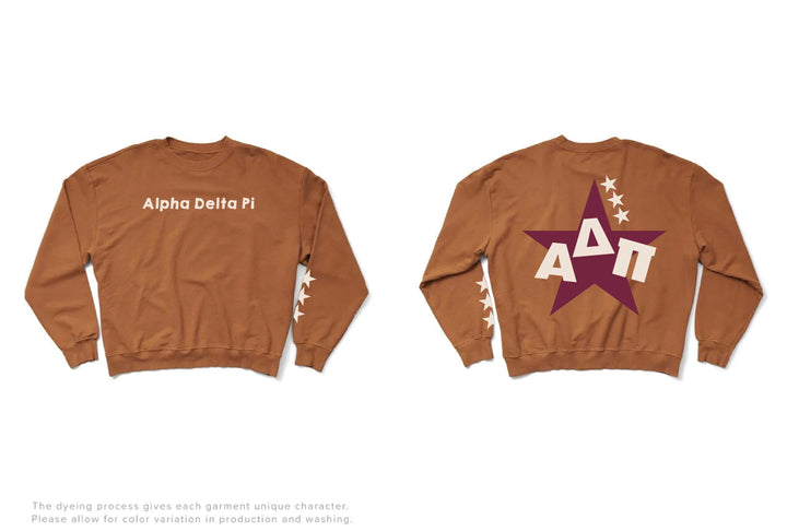 Caffeine Maroon Star Light Weight Sorority Crewneck